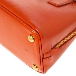 Pre Owned Prada Orange Saffiano Vernic Leather Small Promenade Satchel