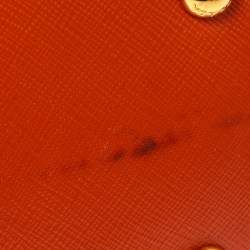 Pre Owned Prada Orange Saffiano Vernic Leather Small Promenade Satchel