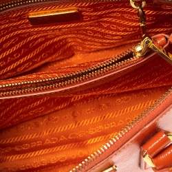 Pre Owned Prada Orange Saffiano Vernic Leather Small Promenade Satchel