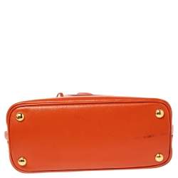 Pre Owned Prada Orange Saffiano Vernic Leather Small Promenade Satchel