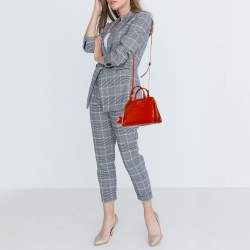 Pre Owned Prada Orange Saffiano Vernic Leather Small Promenade Satchel