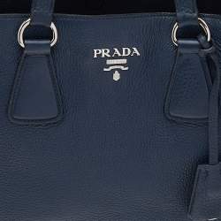 Pre Owned Prada Blue Leather Medium Phenix Tote