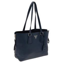 Pre Owned Prada Blue Leather Medium Phenix Tote