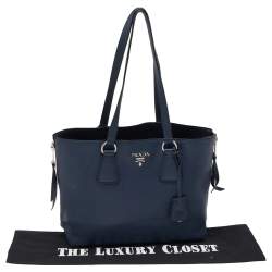 Pre Owned Prada Blue Leather Medium Phenix Tote