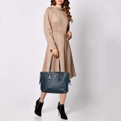 Pre Owned Prada Blue Leather Medium Phenix Tote