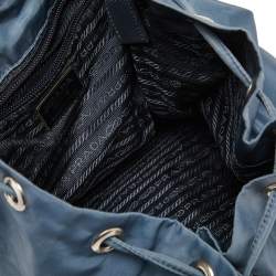 Pre Owned Prada Blue Tessuto Nylon Drawstring Backpack