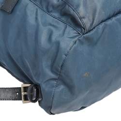 Pre Owned Prada Blue Tessuto Nylon Drawstring Backpack