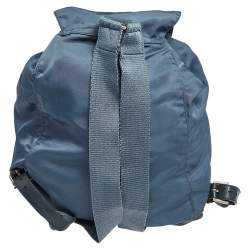 Pre Owned Prada Blue Tessuto Nylon Drawstring Backpack