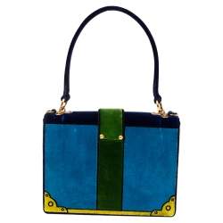 Prada Tri Color Velvet Cahier Top Handle Bag