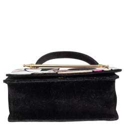 مملوكة مسبقًا Prada Multicolor Velvet Patchwork Lisolette Watkins Face Print Top Handle Bag 