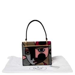 مملوكة مسبقًا Prada Multicolor Velvet Patchwork Lisolette Watkins Face Print Top Handle Bag 