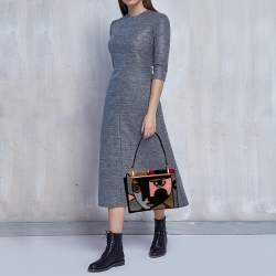 مملوكة مسبقًا Prada Multicolor Velvet Patchwork Lisolette Watkins Face Print Top Handle Bag 