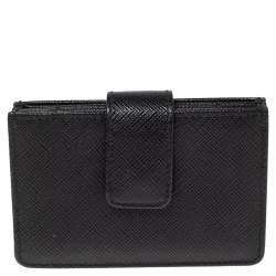 Prada - Women's Small Saffiano and Leather Wallet - Black