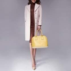Pre Owned Prada Lemon Yellow Saffiano Lux Leather Dome Satchel