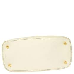 Pre Owned Prada Lemon Yellow Saffiano Lux Leather Dome Satchel