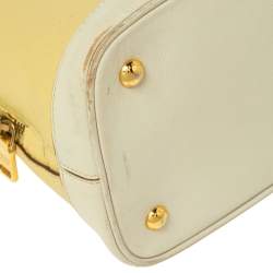 Pre Owned Prada Lemon Yellow Saffiano Lux Leather Dome Satchel