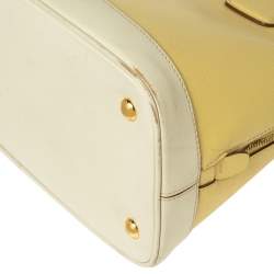 Pre Owned Prada Lemon Yellow Saffiano Lux Leather Dome Satchel
