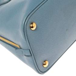 Pre Owned Prada Blue Saffiano Lux Leather Medium Promenade Satchel