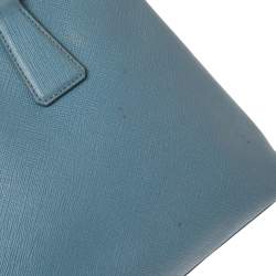 Pre Owned Prada Blue Saffiano Lux Leather Medium Promenade Satchel