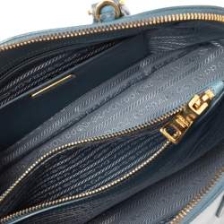 Pre Owned Prada Blue Saffiano Lux Leather Medium Promenade Satchel
