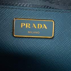Pre Owned Prada Blue Saffiano Lux Leather Medium Promenade Satchel