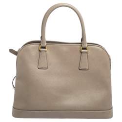 Pre Owned Prada Grey Saffiano Lux Leather Open Promenade Satchel