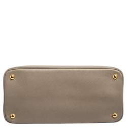 Pre Owned Prada Grey Saffiano Lux Leather Open Promenade Satchel