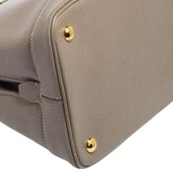 Pre Owned Prada Grey Saffiano Lux Leather Open Promenade Satchel