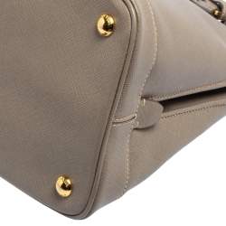 Pre Owned Prada Grey Saffiano Lux Leather Open Promenade Satchel