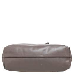 Pre Owned Prada Taupe Leather Shopper Tote