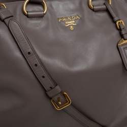 Pre Owned Prada Taupe Leather Shopper Tote