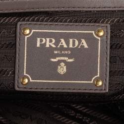 Pre Owned Prada Taupe Leather Shopper Tote