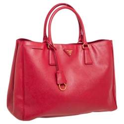 Pre Owned Prada Red Saffiano Lux Leather Large Gardener's Tote