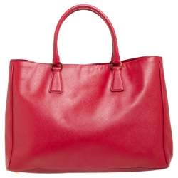 Pre Owned Prada Red Saffiano Lux Leather Large Gardener's Tote