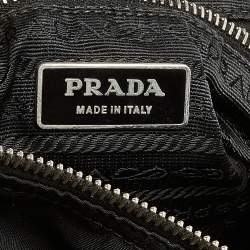 Pre Owned Prada Black Leather And Nylon Buckle Flap Shoulder Bag