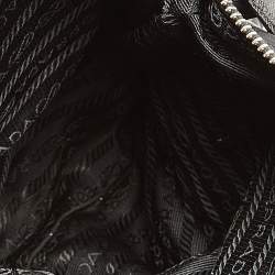 Pre Owned Prada Black Leather And Nylon Buckle Flap Shoulder Bag