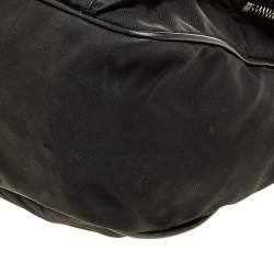 Pre Owned Prada Black Leather And Nylon Buckle Flap Shoulder Bag