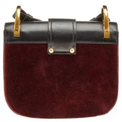 Pre Owned Prada  Burgundy/Black Velvet & Leather Pionniere Crossbody Bag