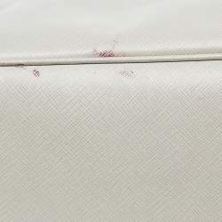 Pre Owned Prada Off White Saffiano Leather Medium Double Zip Tote