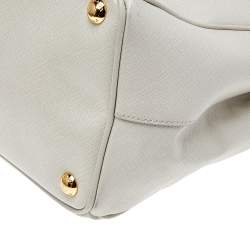 Pre Owned Prada Off White Saffiano Leather Medium Double Zip Tote