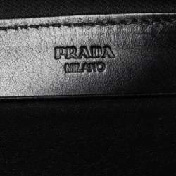 Pre Owned Prada Black Glossy Leather Zip Around Wallet