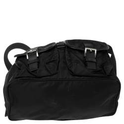 Prada Black Tessuto Nylon Small Drawstring Backpack 