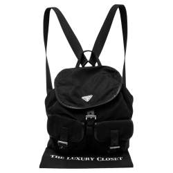 Prada Black Tessuto Nylon Small Drawstring Backpack 
