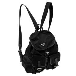Prada Black Tessuto Nylon Small Drawstring Backpack 