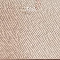 Pre Owned Prada Beige Saffiano Leather Bow Continental Wallet