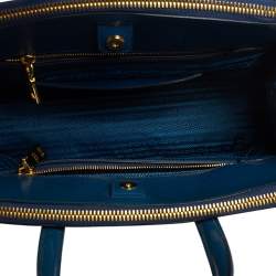 Pre Owned Prada Blue Saffiano Patent Leather Double Zip Satchel