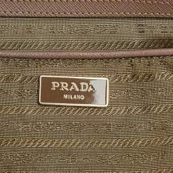 Pre Owned Prada Beige Leather Medium Double Zip Tote