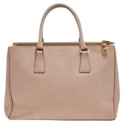 Pre Owned Prada Beige Leather Medium Double Zip Tote