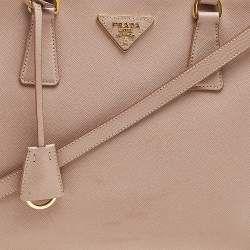 Pre Owned Prada Beige Leather Medium Double Zip Tote