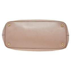 Pre Owned Prada Beige Leather Medium Double Zip Tote
